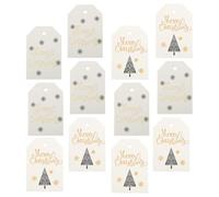 KICHOUSE 200pcs Christmas Label Cards Craft Seal Cards Environmentally Friendly Decorative Paper with Classic Xmas Elements Design for Christmas Use Wrapping
