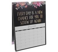 KICHOUSE 2026 Inspirational Flip Desk Calendar with White and Blue Floral Design, Perpetual Standing Memo Calendar, Daily Motivational Quotes for Office and Academic Use