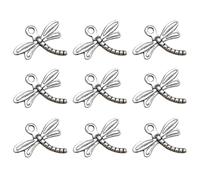 KICHOUSE 20pcs Alloy Dragonfly Pendant Charms for DIY Jewellery Making Accessories, Silver Colour with Unique Delicate Design, for Keyring and Scrapbooking Projects