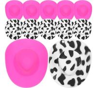 KICHOUSE 20Pcs Mini Cowboy Hats Tiny Doll Accessories for Crafts Adorable Delicate Miniature Hats White with Black Dots Pink for DIY Projects and Decor