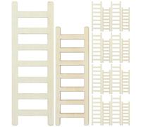KICHOUSE 20Pcs Miniature Wooden Doll House Ladder Set, Unpainted Mini Step Ladder Models for Dollhouse Decor and Craft Projects, Small Wood Stairs for DIY Mini Furniture and Home