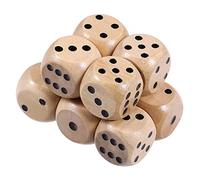 KICHOUSE 24Pcs Wooden Dice Sided Dice Game Props for Table Games Family Gatherings Parties and Outdoor Activities Natural Wood Finish for Adults