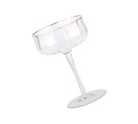 KICHOUSE 260ml Tulip Crystal Glass Cocktail Goblet Golden Rim, Vintage Vertical Ribbed Wine and Juice Drinking Glass, Elegant Glassware for Party and Home Use