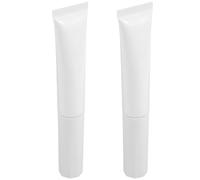 KICHOUSE 2pcs 15g White Flocked Head Makeup Tube Set, Refillable Plastic Travel Lotion Foundation Containers, Portable Small Squeeze Bottles for Concealer and Cream