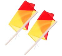 KICHOUSE 2pcs 35x35cm Polyester Signal Flags Red Yellow Handheld Referee Commanding Flags for Sports, Military Training, and Performance with 50-60cm Flagpoles