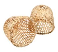 KICHOUSE 2pcs Bamboo Woven Lamp Shade Replacement for Kitchen Pendant Light, Rustic Style, Natural Bamboo Weaving