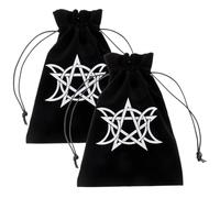 KICHOUSE 2pcs Black Lint Tarot Card Drawstring Bags with Flexibility and Excellent Durability, Small 13x18cm Storage Pouches for Tarot Cards, for Travel and Everyday Use