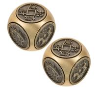 KICHOUSE 2pcs Brass Hexagonal Rotating Hand Dice Set for Stress Relief, Vintage Metal Dice for Office Desk and Party, Unique Desktop Executive Motion