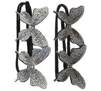KICHOUSE 2pcs Butterfly Hair Bun Maker Flexible Secure Sparkling Rhinestone Velvet Bun Accessories for Women Weddings Everyday Use