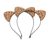 KICHOUSE 2pcs Cat Ear Headband with Leopard Print, Comfortable Surface and Metal Frame, Not Easy to Fall, for Celebration Activities and Daily Fashion Accessories