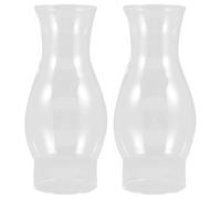 KICHOUSE 2pcs Clear Glass Chimney Lampshade Replacement 3 Inch Bottom Dia Kerosene Lamp Globe for Small Oil Lanterns Rustic Party Decor Night Lighting