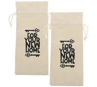 KICHOUSE 2pcs Cotton Linen Wine Bottle Bag Drawstring Design Easy to Open Beige Wine Bags for Wedding Party and Chocolate