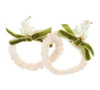 KICHOUSE 2pcs Elastic Hair Ties with Strong Flexibility and Flower Design, Plastic and Cloth Material, for Fixing A Ponytail during Proms Or Dating