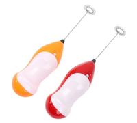 KICHOUSE 2PCS Electric Stirrer Mini Handheld Eggbeaters for Kitchen Household Egg Beater Wire Ring Head Design for Even Mixing Portable Without Battery Random Color for Cooking Random Color