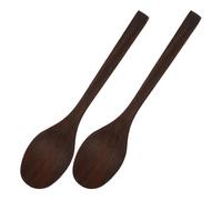 KICHOUSE 2pcs Ergonomic Wooden Stirring Spoons Multipurpose Honey Jam Soup Scoops Reusable Dessert Salad Utensils for Home Coffee Shop Hotel Kitchen