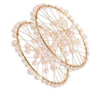 KICHOUSE 2pcs Fresh Water Pearl Photo Props Flat Back Pearl Stick Gems for Crafting Nail Art Jewelry Photography Props