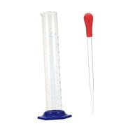 KICHOUSE 2pcs Glass Measuring Cylinder Set Graduated Cylinders Laboratory Supplies Measuring Tool for Chemistry Lab and Droppers for Liquids Random Style
