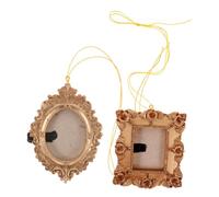 KICHOUSE 2pcs Home Photo Frame Pendants Home Decor Rustic Hanging Picture Ornament Christmas Tree Ornament Photo Frames Mini Frame Ornament Mini Vintage Picture Frames Resin Golden