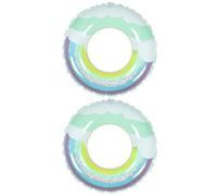 KICHOUSE 2pcs Inflatable Rainbow Glitter Swim Rings Summer Pool Float for Beach and River Fun Lightweight and Compact Design for Easy Inflation for Family Gatherings and Parties