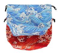 KICHOUSE 2pcs Japanese Style Drawstring Lunch Bags for Meals and Lunch with Large Capacity, Light Weight Cloth Material, Simple and Practical Design Suitable for Picnic and Study