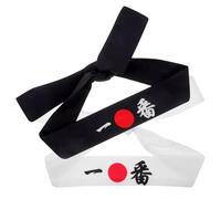 KICHOUSE 2Pcs Japanese Style Headbands for Men and Women, Samurai and Karate Head Wraps, Sports and Sushi Chef Hairbands, Breathable Cotton Chef Supply Accessories