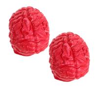 KICHOUSE 2Pcs Lifelike Fake Human Brains Halloween Horror Props for Parties Scary Decorations and April Fool Pranks Realistic Body Parts for Haunted Houses and Zombie Themes