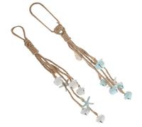 KICHOUSE 2pcs Mediterranean Style Hanging Ornaments with Iron and Resin Sea Star Pendants, Blue Hemp Rope, Vintage Marine Decoration for Room Or Door Hanging