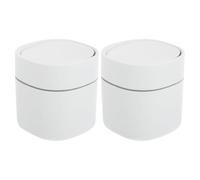 KICHOUSE 2pcs Mini Desktop Garbage Can with Hygienic Push Lid 2l Plastic Small Trash Bin for Indoor Setting, Versatile Placement on Study Table, Bathroom Vanity and Bedside