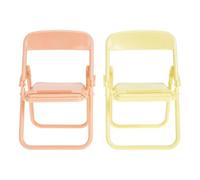 KICHOUSE 2pcs Mini Folding Chairs Doll House Furniture Backrest, Miniature Folding Dollhouse Accessories in Cream Yellow and Pastel Orange, Suitable for and Dollhouse Decoration