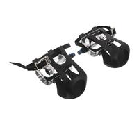 KICHOUSE 2pcs Non-slip Exercise Bike Pedals with Toe Cages and Straps Spindle Platform Replacement Parts for Indoor Cycling Compatible with Stationary Fitness Bikes