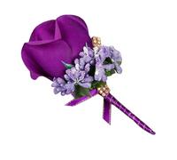 KICHOUSE 2pcs Purple Artificial Rose Brooch Wedding Corsage with Rhinestone Decoration, Simulation Silk Flowers for Bridesmaids and Grooms at Prom Or Holiday