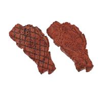 KICHOUSE 2Pcs Realistic Cooked Steak Model Set, Fake Meat Simulation Food Props for Pretend Play, Photography Artificial Steak Decoration for Boys and