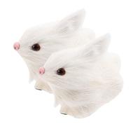 KICHOUSE 2Pcs Realistic Simulation Rabbit Dolls Furry Plush Bunny Decor for Home Party Choice for Easter Decorations Mice Scaring Creative Home Decor