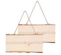 KICHOUSE 2pcs Rectangle Hanging Wooden Plaque Blank Door Hanging Sign Unfinished Wood Boards Light Yellow Farmhouse Rustic Style Painting and Resists Wear and Tear for Door Wall Art