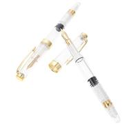 KICHOUSE 2pcs Refillable Fountain Pen Calligraphy Pens Abs Material Golden Color Fashionable Refined Style Smooth Writing School Supplies for Students