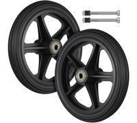 KICHOUSE 2pcs Replacement Wheelchair Front Wheels 7 Inch Black Rubber Solid Tires with Alloy Core, Sturdy and Soft Design for Wheelchair Mobility Accessories