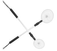 KICHOUSE 2pcs Retractable Stainless Steel Ice Scoop Set with Aluminum Telescopic Handles Small Large Beach Sand Shovels for Shell Scooping and Sand Sifting for Adults