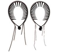 KICHOUSE 2pcs Rhinestone Hair Bun Clips for Women with Tassel Sturdy Ponytail Holders That Won't Damage Hair for Dating and Anniversary Occasions