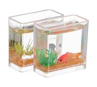 KICHOUSE 2pcs Scale Miniature Fish Tank Realistic Glass Desktop Fish Bowl Decor for Dollhouse Accessories Tiny Goldfish Aquarium Ornament for Craft Projects and Small Space Decoration