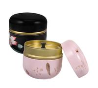 KICHOUSE 2Pcs Scented Tea Storage Containers with Lids Tinplate Sealed Jars for Powder and More Design Decorative and Practical Holders