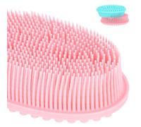 KICHOUSE 2pcs Silicone Bath Brush, Dual-Sided Soft Silicone Body Scrubber and Scalp Massager, Gentle Exfoliating Bath Brush Set in Pink and Green for Sensory Training and Daily Shower