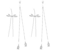 KICHOUSE 2pcs Silver Alloy Dragonfly Hair Chopsticks for Women Retro Chinese Style Hair Sticks Or Scratch Scalp for Wedding Or Dating