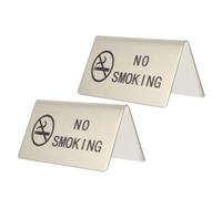 KICHOUSE 2pcs Stainless Steel No Smoking Table Signs for Hotels and Offices, and Sleek Minimalist Design, Enforces No-smoking Policy Effectively