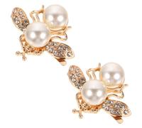 KICHOUSE 2pcs Versatile Lightweight Alloy and Imitation Pearl Bee-shaped Shoe Decoration Charm Clip for Wedding Dress and Bag, for Parties and Vacations with Unique Fashionable Bug Motif