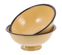 KICHOUSE 2pcs Vintage Enamel Rice Bowls Enamel Tableware 6.3x3.5inch Wear-Resistant Practical Retro Design for Restaurants and Hotels