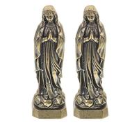 KICHOUSE 2pcs Vintage European Style Brass Virgin Mary Statues, Hardwearing Material with Lifelike Depiction, for Home Decor Or Church Decoration, Golden Desktop Religious Sculpture