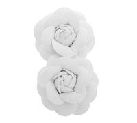 KICHOUSE 2pcs White Faux Leather Rose Shoe Buckle with Removable Design and Universal Fit Elegant Flower Shoe Ornament Clips for Enhancing the Look and Boots on Occasions