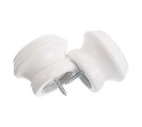 KICHOUSE 2pcs White Wood Curtain Rod Finial Ends for 1 Inch 28mm Diameter Drapery Poles, Natural Solid Wood Material with Easy Installation and Cleaning, for Living Room Window Style