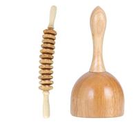 KICHOUSE 2Pcs Wooden Massage Rods and Scraping Board Set Acupoint Massagers for Legs Feet and Arms Home Therapy