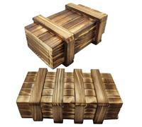 KICHOUSE 2PCS Wooden Puzzle Boxes Compartments, Educational Brain Teaser for, Large and Small Sizes, Unique Money Holder Cash Puzzle Boxes for ’